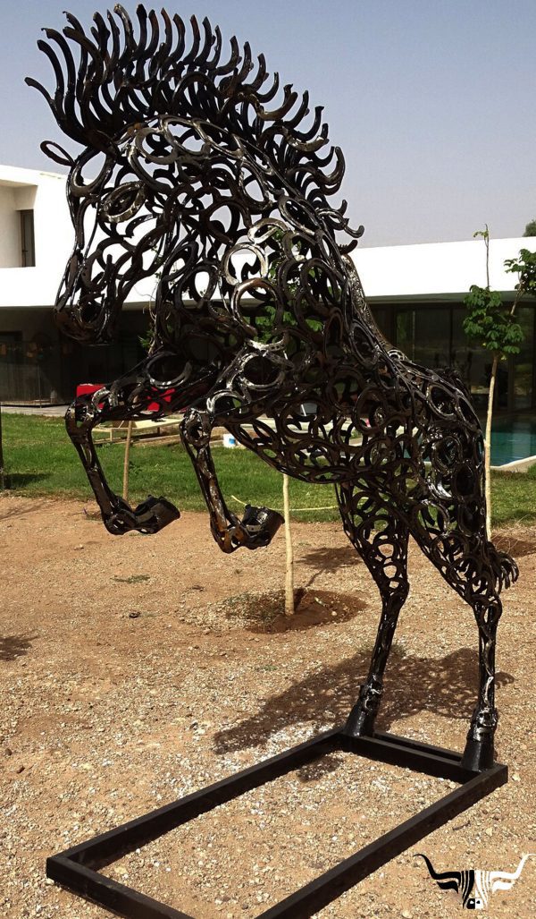 Large, abstract metal sculpture