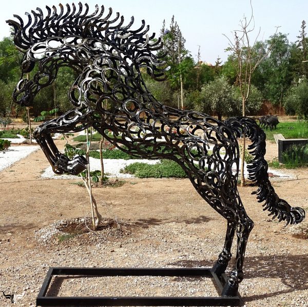 Large, abstract metal sculpture