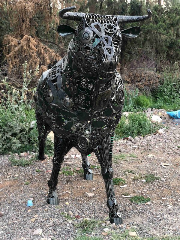 Recycled metal animal sculpture