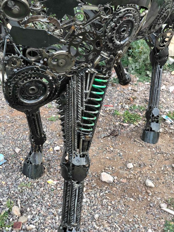 Recycled metal animal sculpture