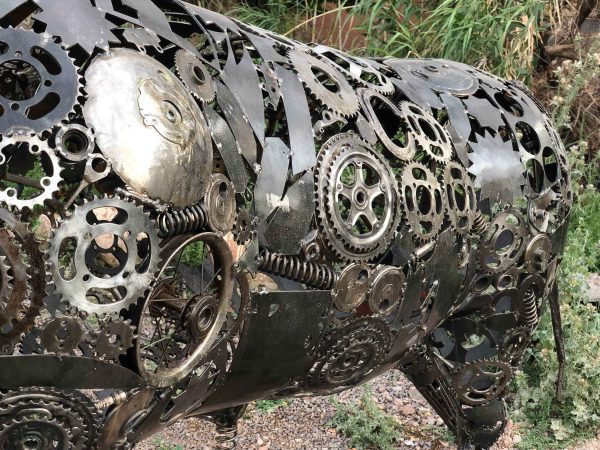 Recycled metal animal sculpture