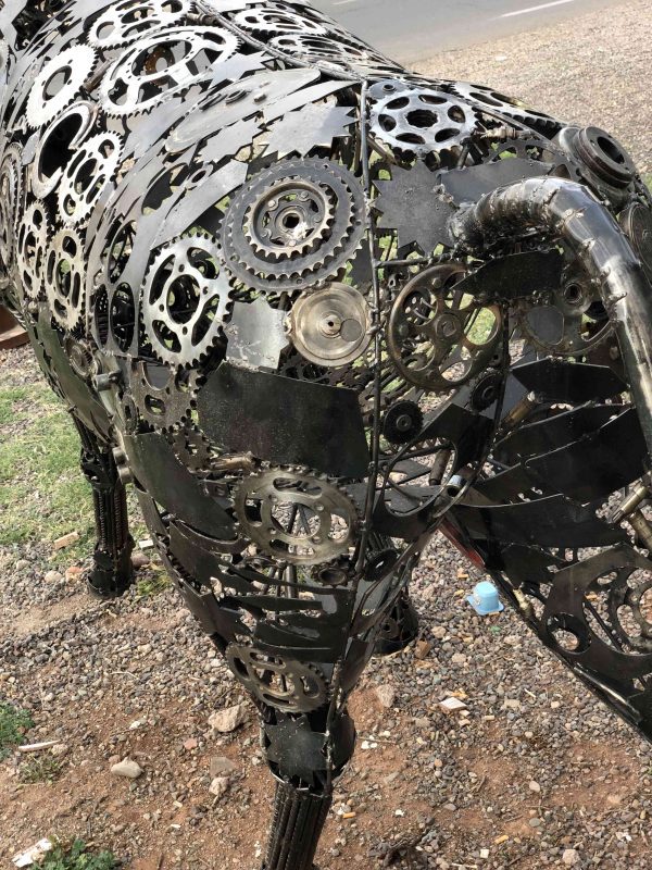 Recycled metal animal sculpture