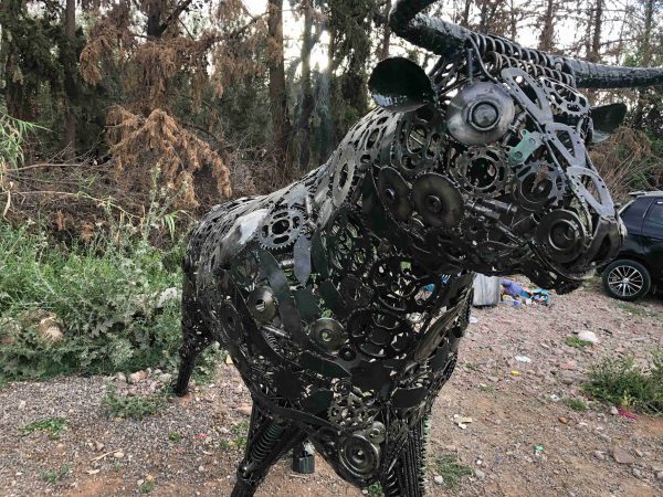 Recycled metal animal sculpture