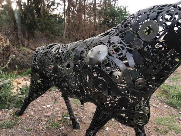 Recycled metal animal sculpture