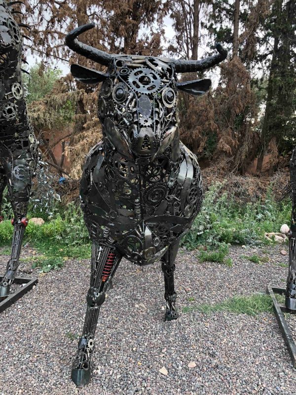 Recycled metal animal sculpture