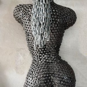 Metal Female Torso Mannequin Wall Art Sculpture - Handmade Steel, Silver Powder Coated, Rust Resistant | Eye-Catching Centerpiece and Thoughtful Gift