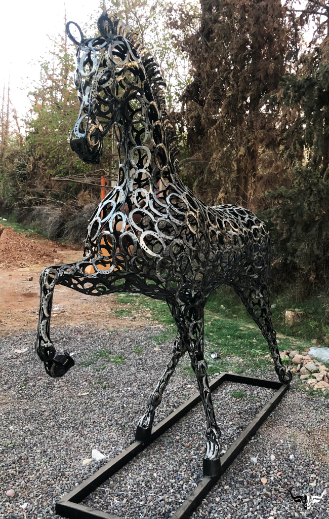 Recycled metal animal sculpture