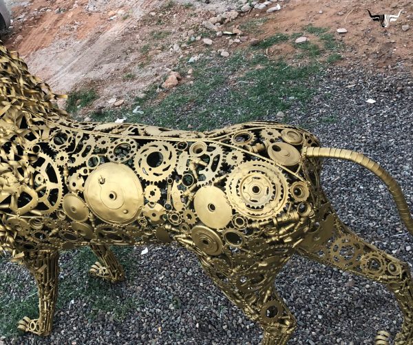 Recycled metal animal sculpture